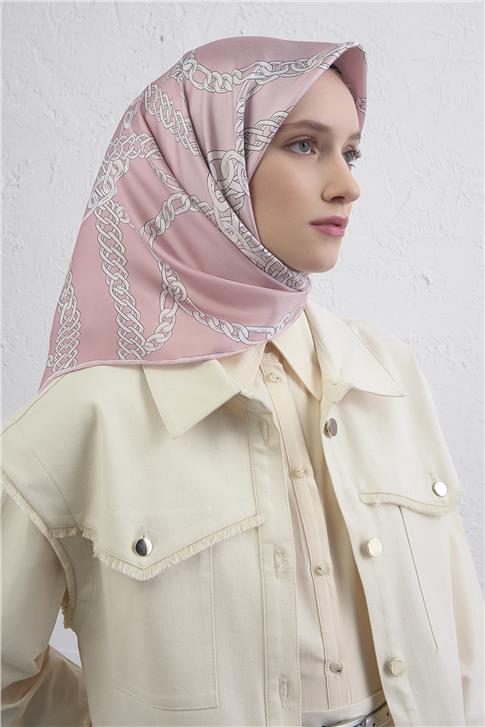 Armine Geometrik Desenli Saf İpek Twill Eşarp 9427D 86