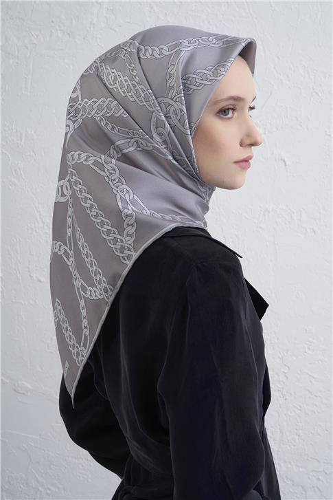 Armine Geometrik Desenli Saf İpek Twill Eşarp 9427D 88
