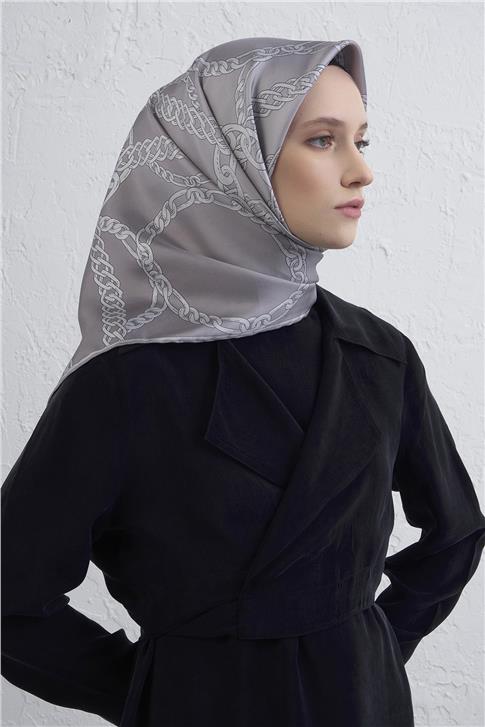 Armine Geometrik Desenli Saf İpek Twill Eşarp 9427D 88