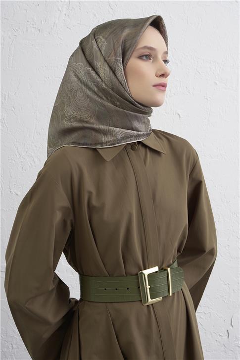 Armine Klasik Desenli Saf İpek Twill Eşarp 9428D 32