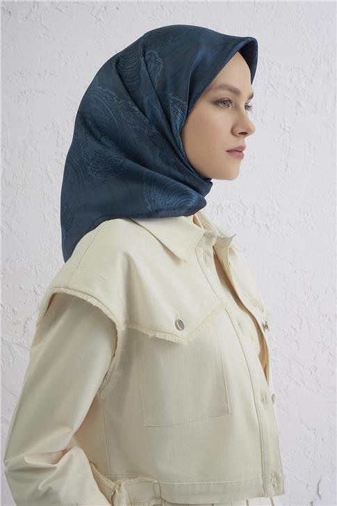 Armine Klasik Desenli Saf İpek Twill Eşarp 9428D 34