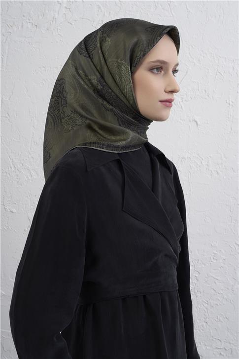 Armine Klasik Desenli Saf İpek Twill Eşarp 9428D 36