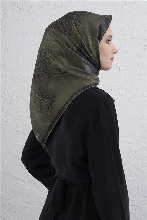 Armine Klasik Desenli Saf İpek Twill Eşarp 9428D 36