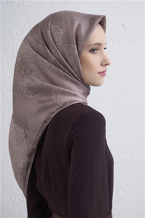 Armine Klasik Desenli Saf İpek Twill Eşarp 9428D 37