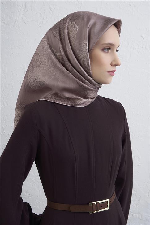 Armine Klasik Desenli Saf İpek Twill Eşarp 9428D 37