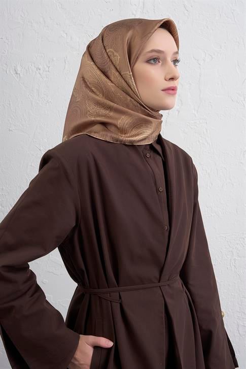 Armine Klasik Desenli Saf İpek Twill Eşarp 9428D 38