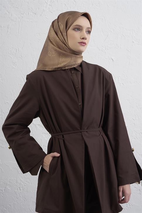 Armine Klasik Desenli Saf İpek Twill Eşarp 9428D 38