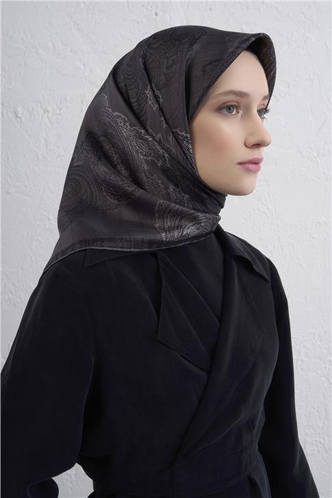 Armine Klasik Desenli Saf İpek Twill Eşarp 9428D 52