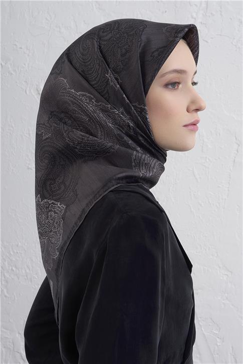 Armine Klasik Desenli Saf İpek Twill Eşarp 9428D 52