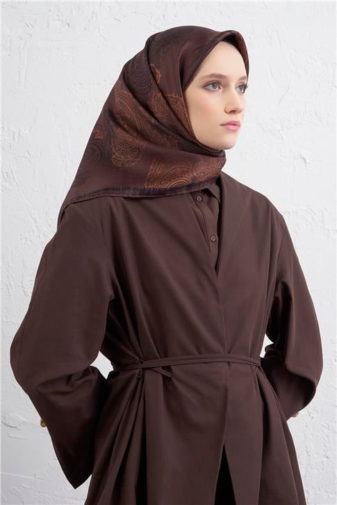 Armine Klasik Desenli Saf İpek Twill Eşarp 9428D 80 