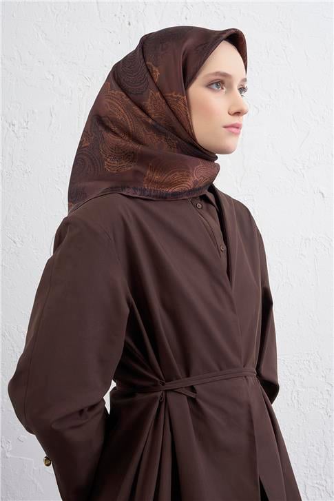Armine Klasik Desenli Saf İpek Twill Eşarp 9428D 80 