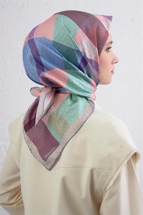 Armine Monogram Desenli Saf İpek Twill Eşarp 9429D 02