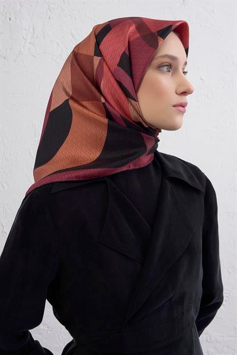 Armine Monogram Desenli Saf İpek Twill Eşarp 9429D 04