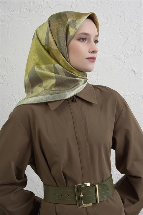 Armine Monogram Desenli Saf İpek Twill Eşarp 9429D 34