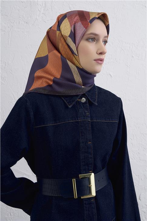 Armine Monogram Desenli Saf İpek Twill Eşarp 9429D 51