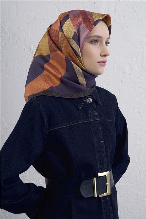 Armine Monogram Desenli Saf İpek Twill Eşarp 9429D 51
