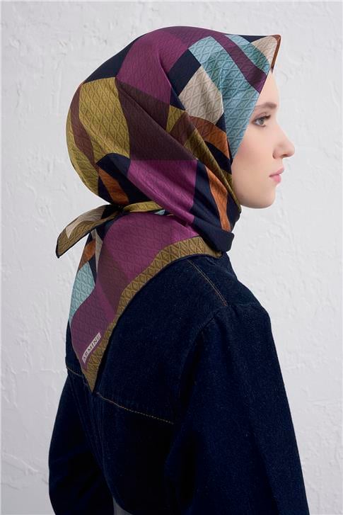 Armine Monogram Desenli Saf İpek Twill Eşarp 9429D 80