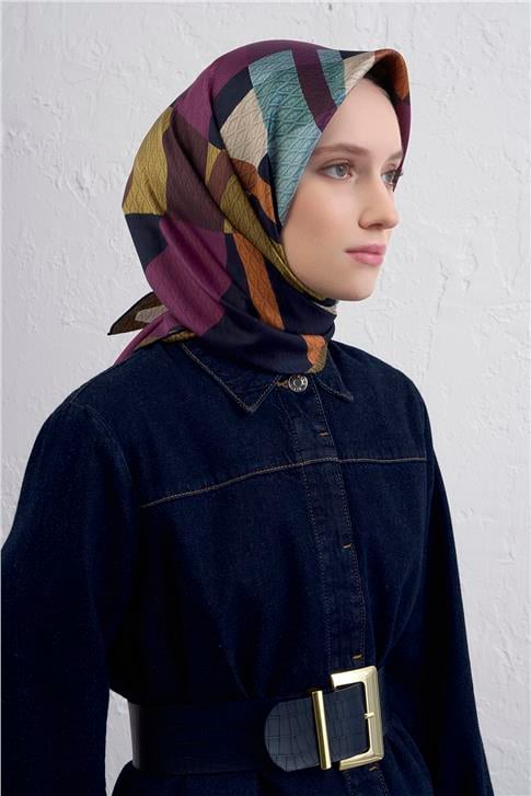 Armine Monogram Desenli Saf İpek Twill Eşarp 9429D 80