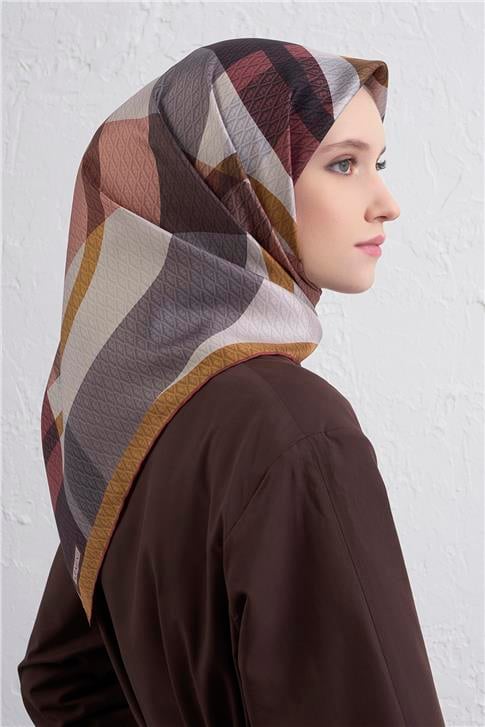 Armine Monogram Desenli Saf İpek Twill Eşarp 9429D 81