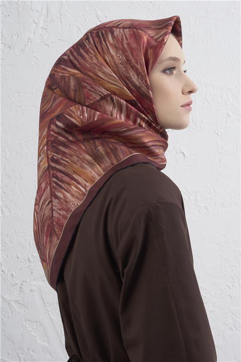 Armine Klasik Desenli Saf İpek Twill Eşarp 9430D 31