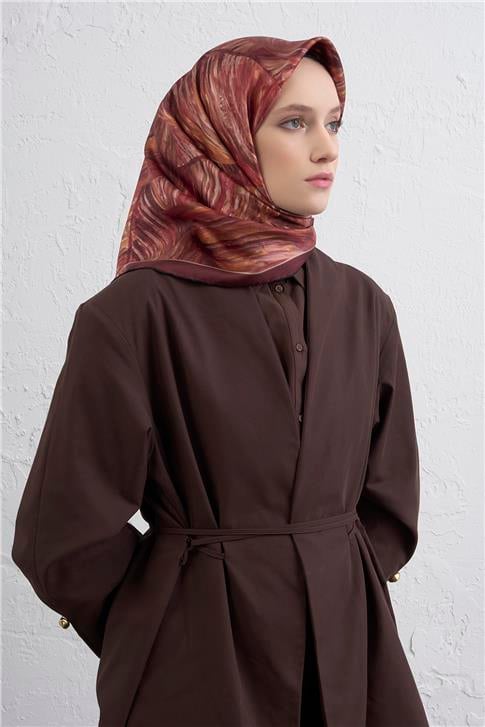 Armine Klasik Desenli Saf İpek Twill Eşarp 9430D 31