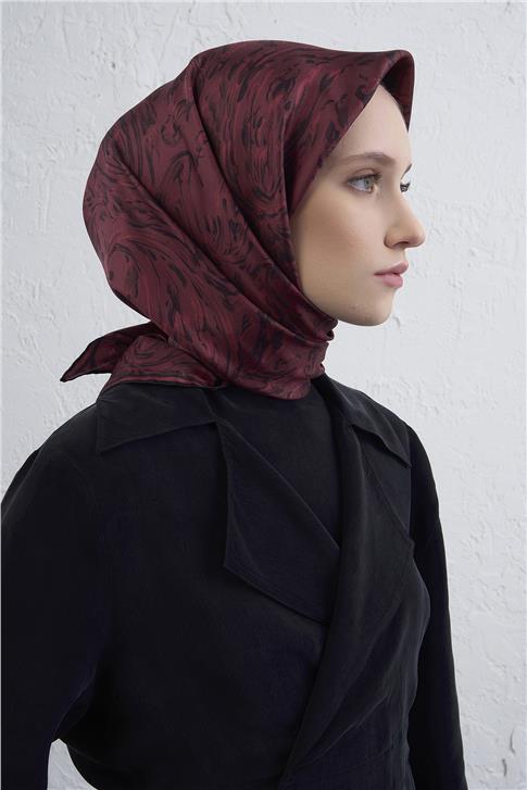 Armine Soyut Desenli Saf İpek Twill Eşarp 9431D 01 