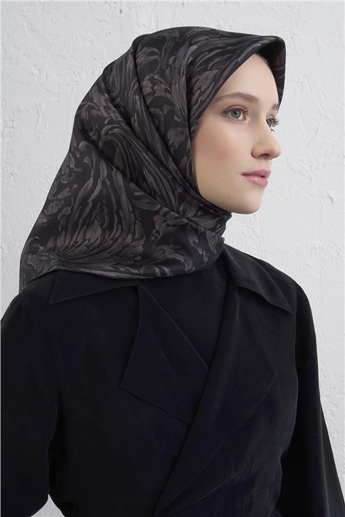 Armine Soyut Desenli Saf İpek Twill Eşarp 9431D 02