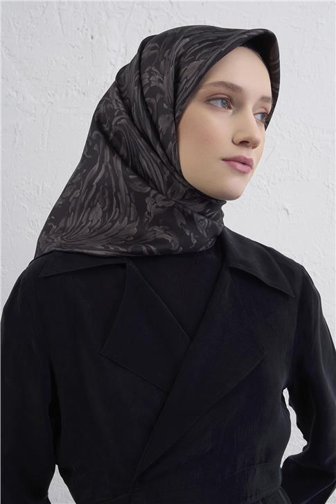 Armine Soyut Desenli Saf İpek Twill Eşarp 9431D 02