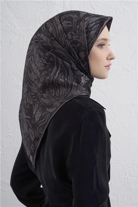 Armine Soyut Desenli Saf İpek Twill Eşarp 9431D 02