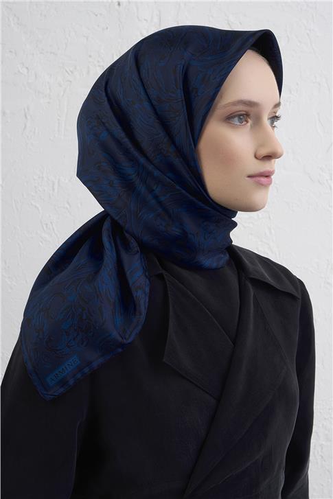 Armine Soyut Desenli Saf İpek Twill Eşarp 9431D 03
