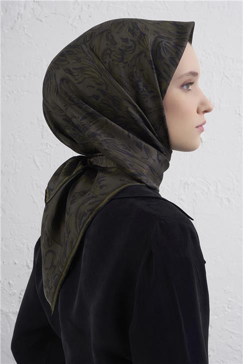 Armine Soyut Desenli Saf İpek Twill Eşarp 9431D 04