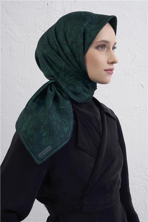 Armine Soyut Desenli Saf İpek Twill Eşarp 9431D 06