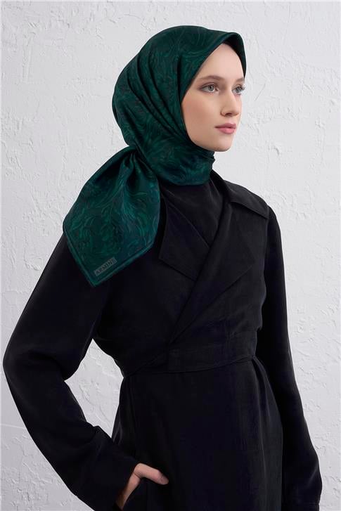 Armine Soyut Desenli Saf İpek Twill Eşarp 9431D 06