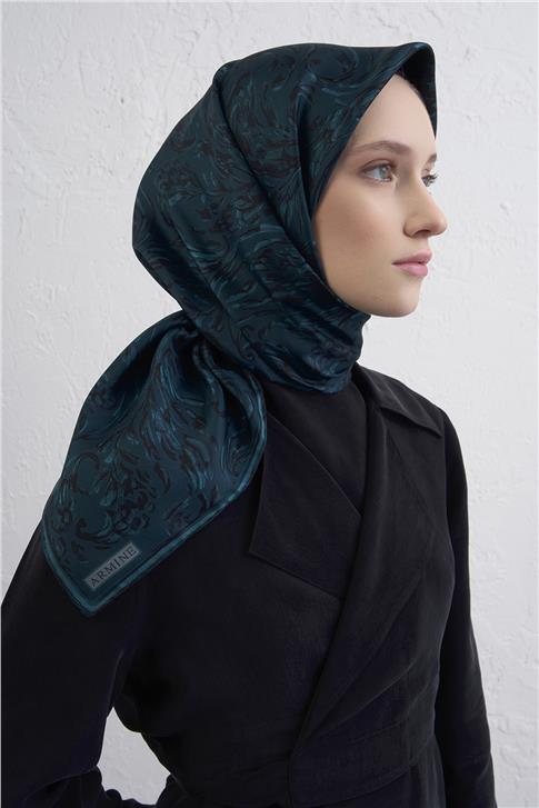 Armine Soyut Desenli Saf İpek Twill Eşarp 9431D 81
