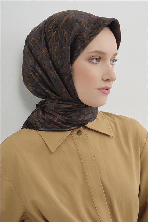 Armine Soyut Desenli Saf İpek Twill Eşarp 9431D 83