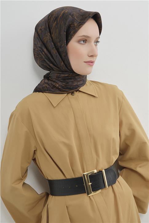Armine Soyut Desenli Saf İpek Twill Eşarp 9431D 83