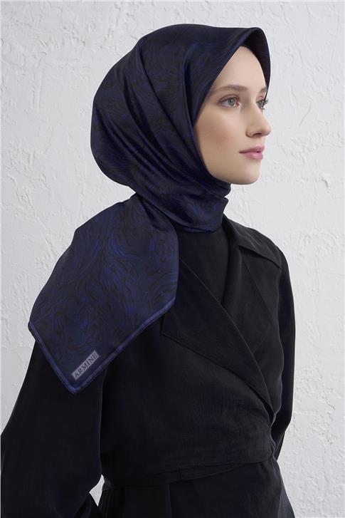 Armine Soyut Desenli Saf İpek Twill Eşarp 9431D 84