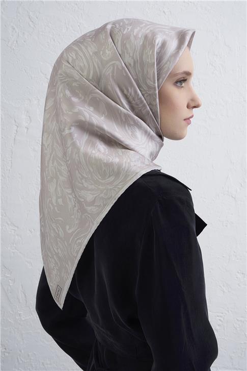 Armine Soyut Desenli Saf İpek Twill Eşarp 9431D 85