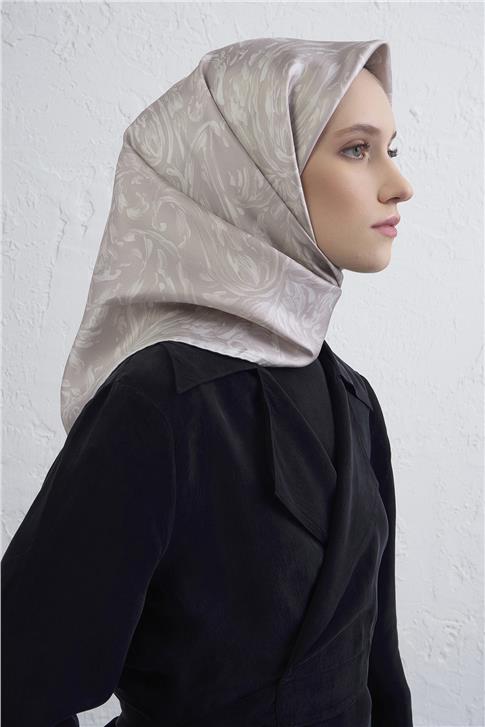 Armine Soyut Desenli Saf İpek Twill Eşarp 9431D 85