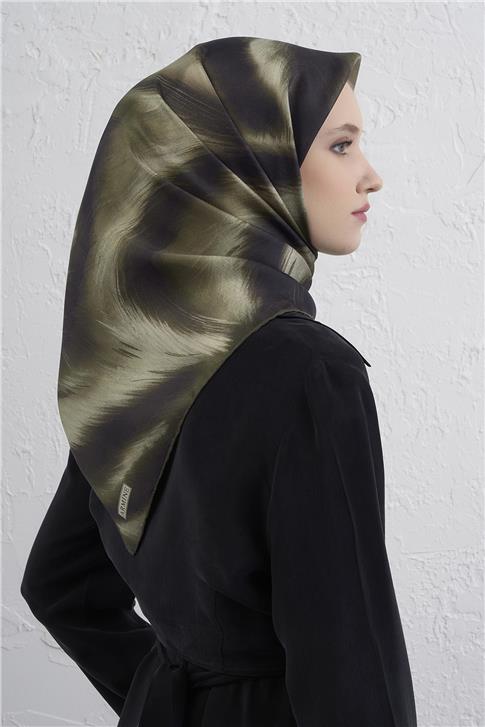 Armine Leopar Desenli Saf İpek Twill Eşarp 9432D 32