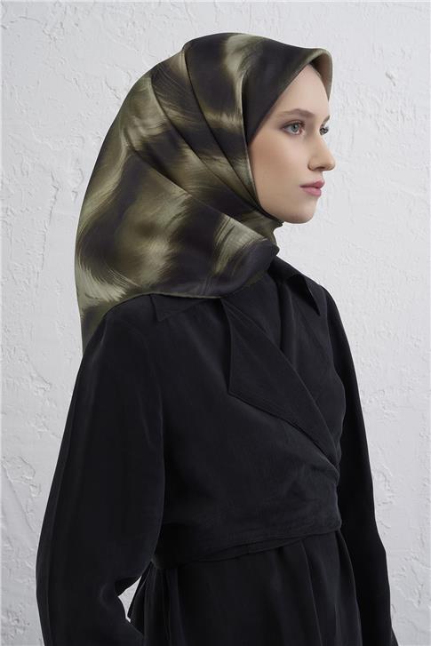 Armine Leopar Desenli Saf İpek Twill Eşarp 9432D 32