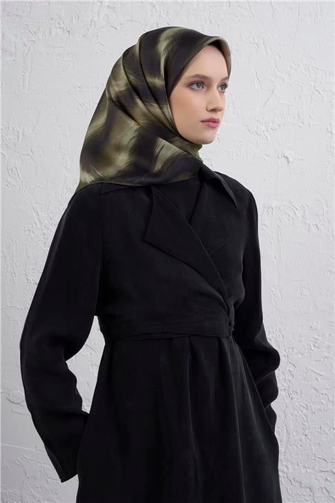 Armine Leopar Desenli Saf İpek Twill Eşarp 9432D 32