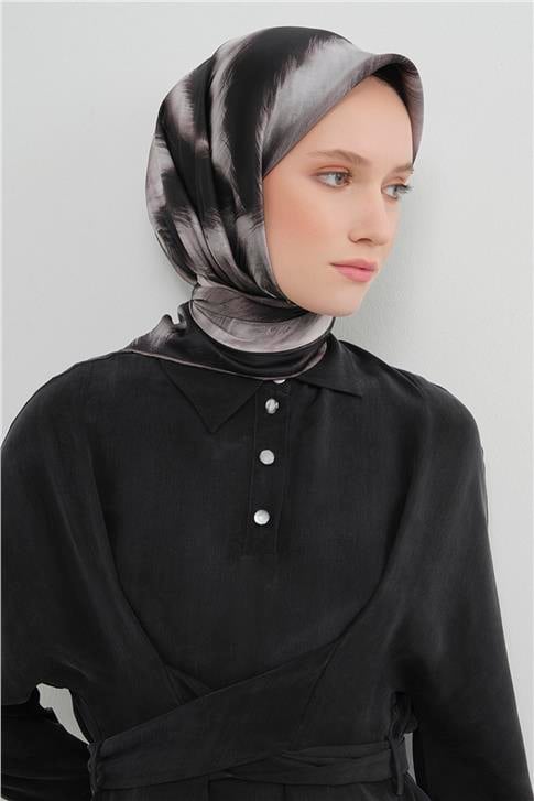 Armine Leopar Desenli Saf İpek Twill Eşarp 9432D 34