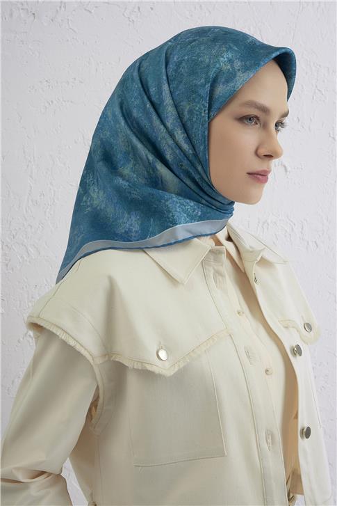 Armine Soyut Desenli Saf İpek Twill Eşarp 9433D 34