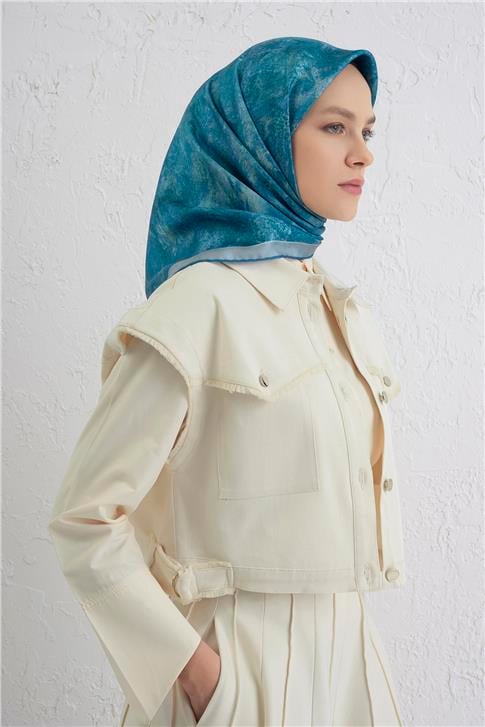 Armine Soyut Desenli Saf İpek Twill Eşarp 9433D 34