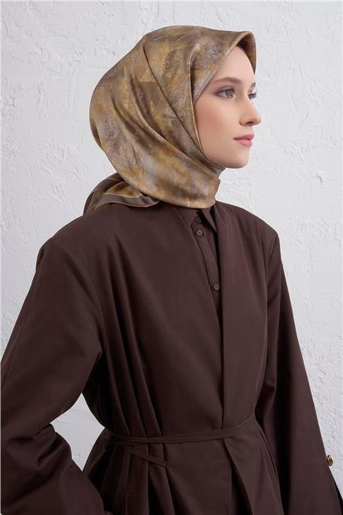 Armine Soyut Desenli Saf İpek Twill Eşarp 9433D 35