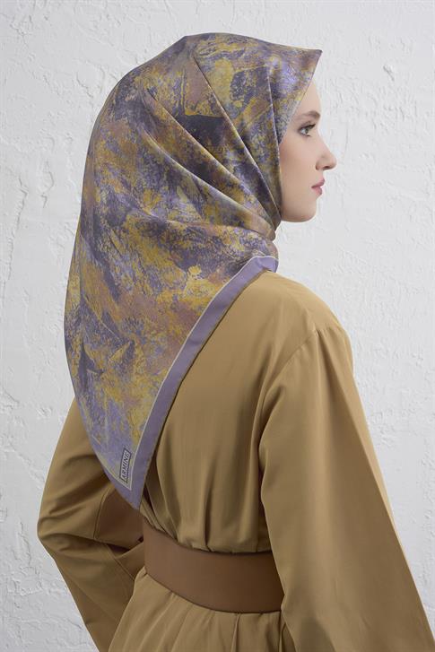 Armine Soyut Desenli Saf İpek Twill Eşarp 9433D 51