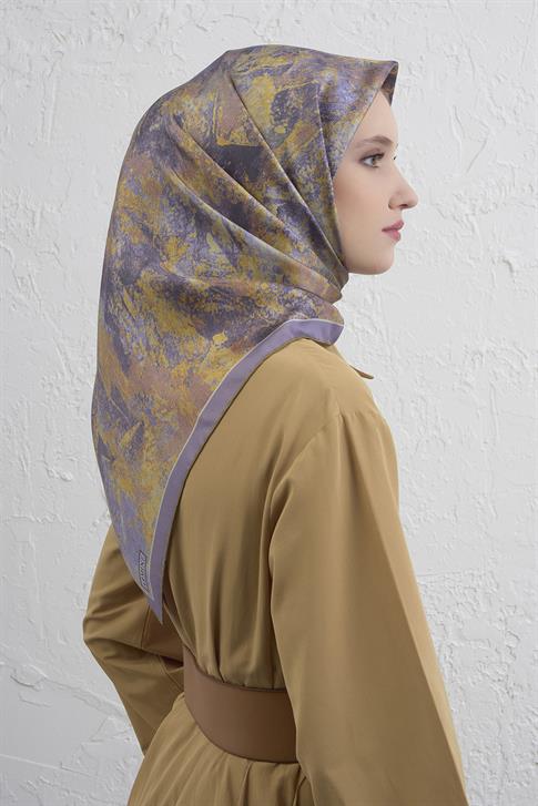 Armine Soyut Desenli Saf İpek Twill Eşarp 9433D 51