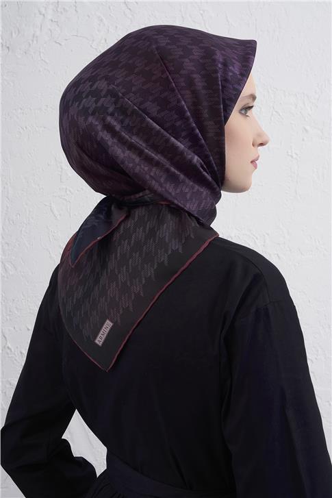 Armine Klasik Desenli Saf İpek Twill Eşarp 9434D 55