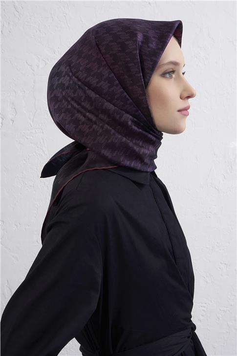 Armine Klasik Desenli Saf İpek Twill Eşarp 9434D 55